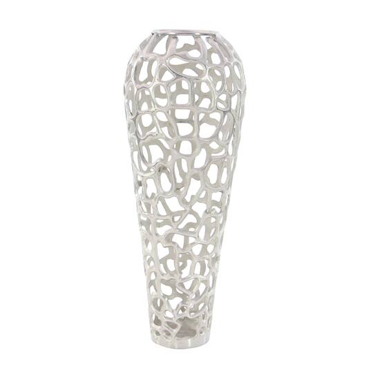 33" Silver Aluminum Contemporary Vase